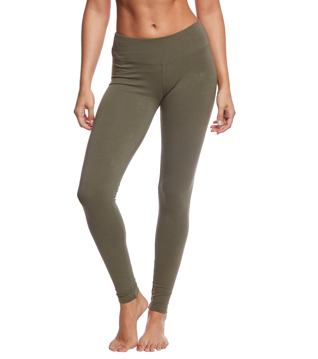 7269366792235-olive-1a.jpg Flat Waist Cotton Ankle Yoga Leggings - Image 1