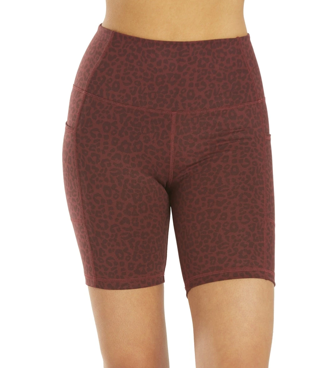 7269408473131-burgundycheetah-1a.webp Uphold Cheetah High Waisted Biker Shorts with Pockets 7" - Image 1