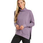 Shine Solid Roll Neck Asymmetric Sweatshirt