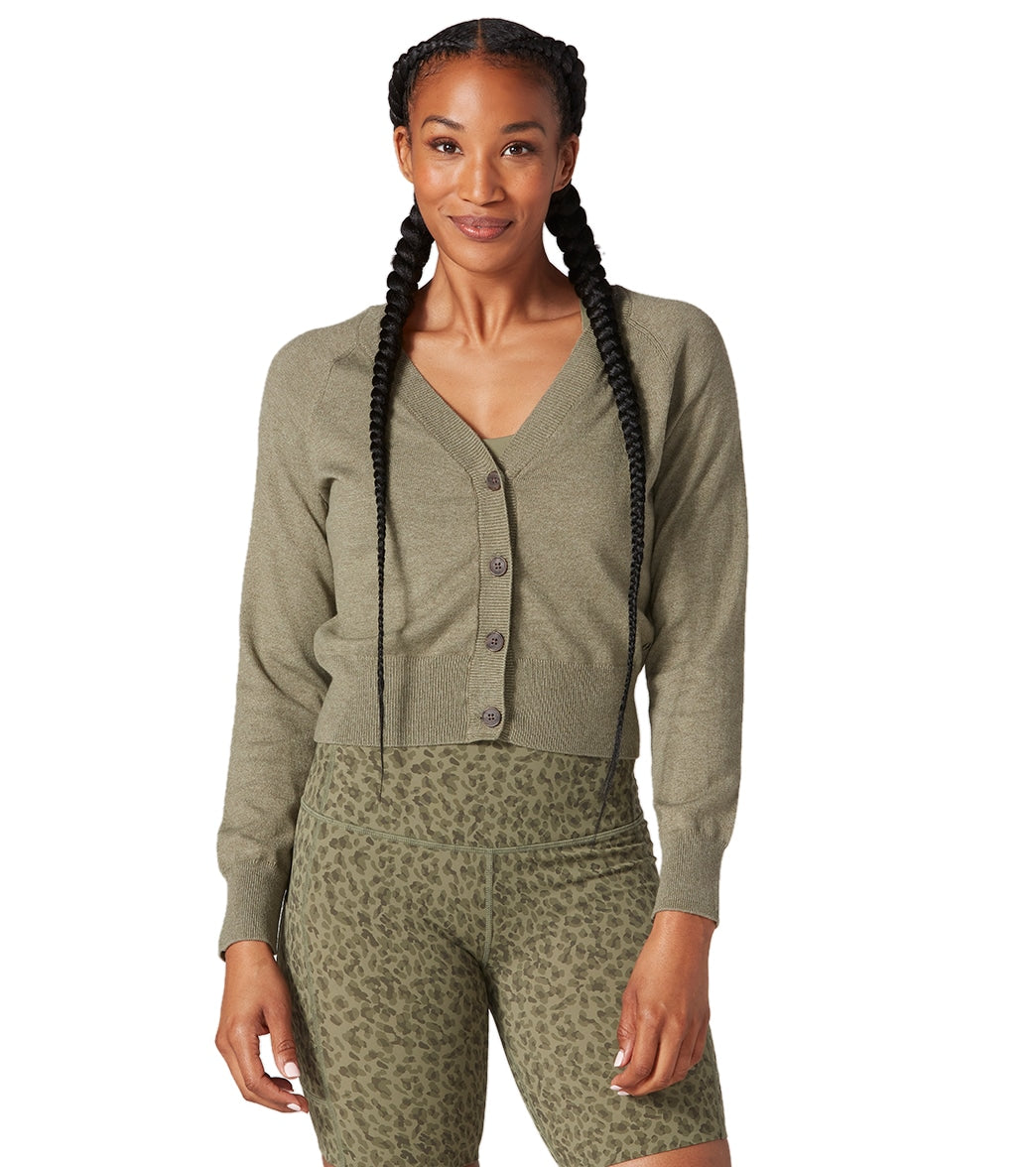 7269656297515-lightolive-1a.jpg Classic Cropped Cardigan - Image 1