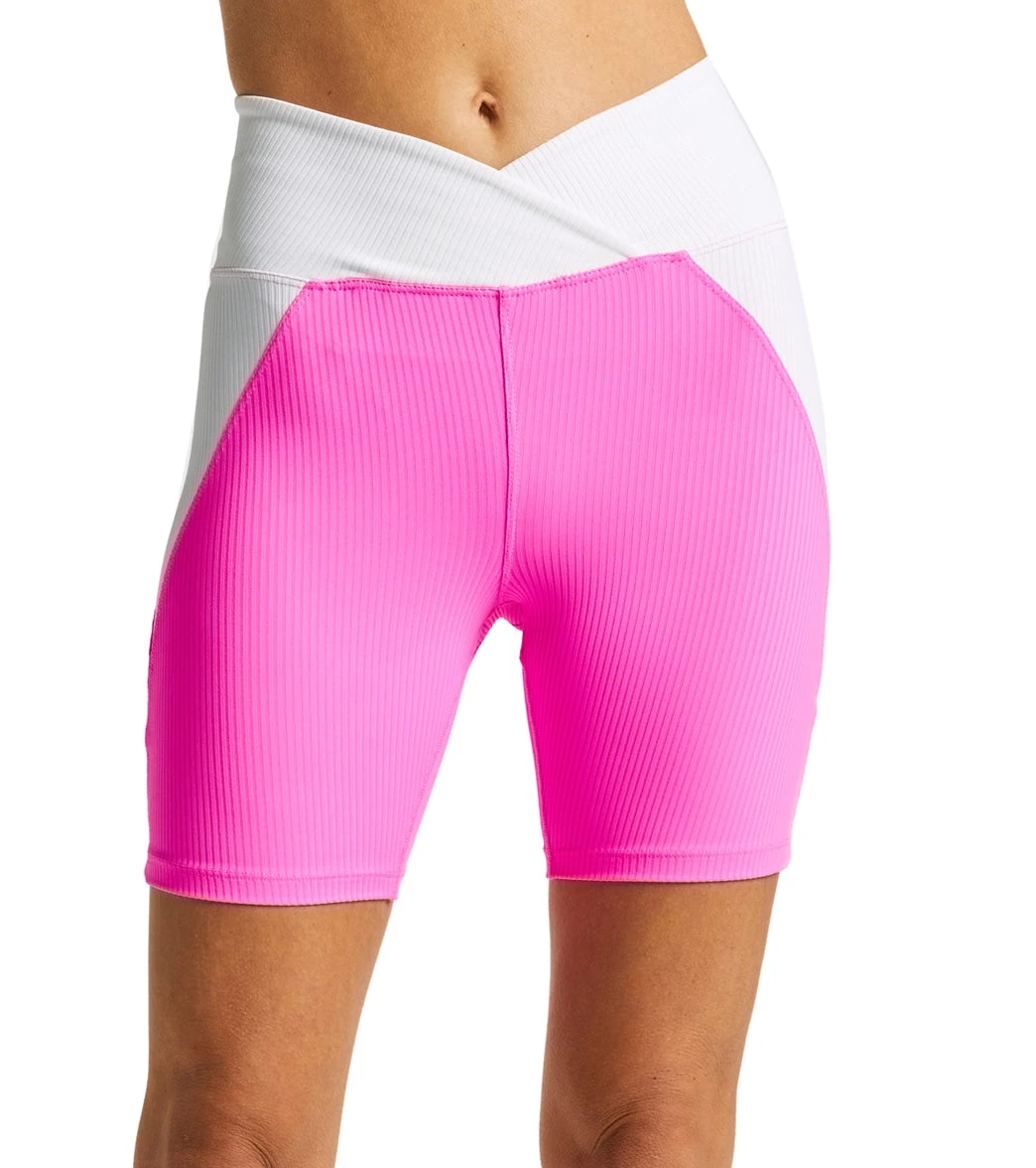 7269688672299-pinkwhite-1a.webp Ribbed Studio Bike Short - Image 1