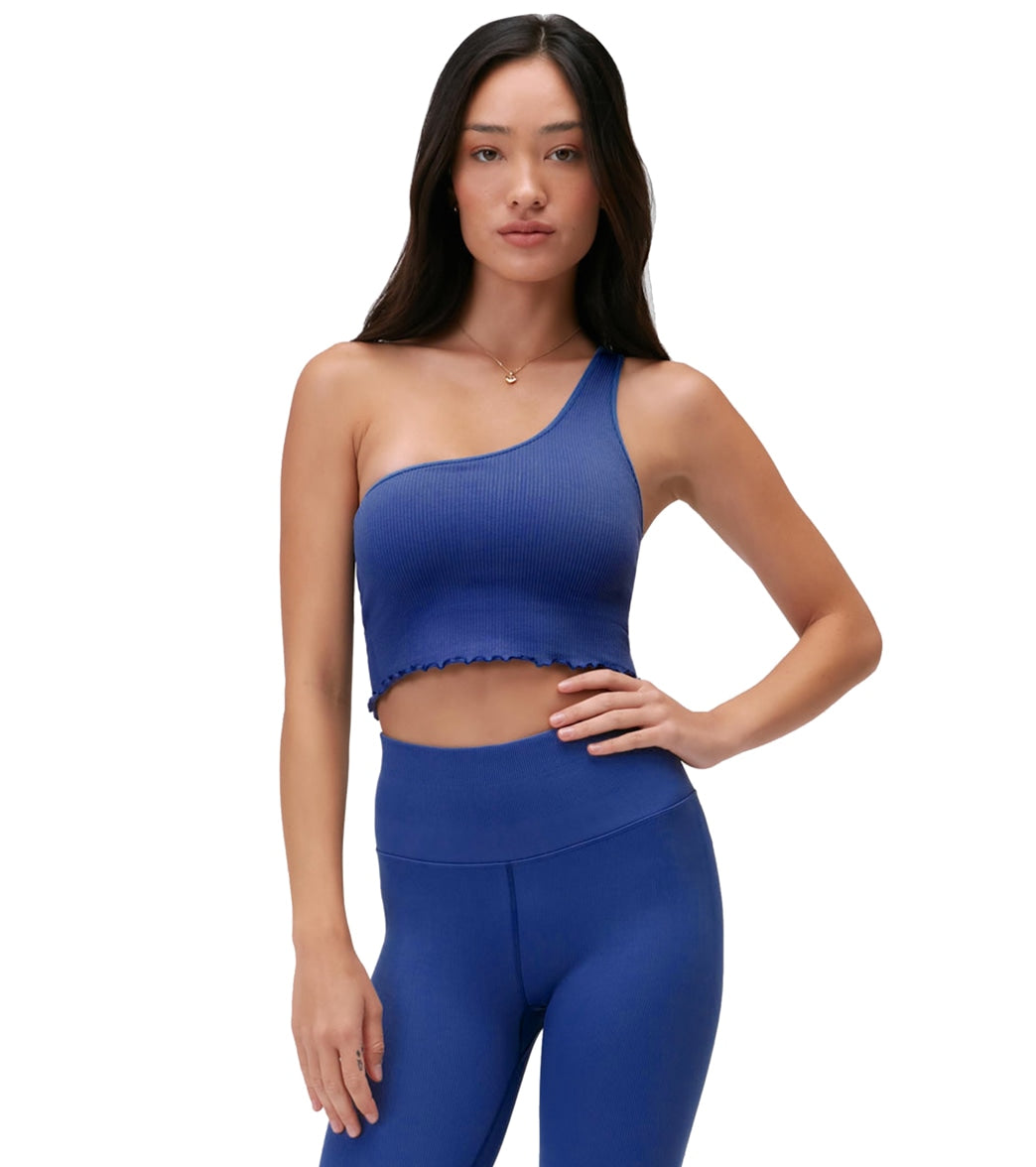 7269691260971-indigo-1a.jpg Luna One Shoulder Crop Tank - Image 1