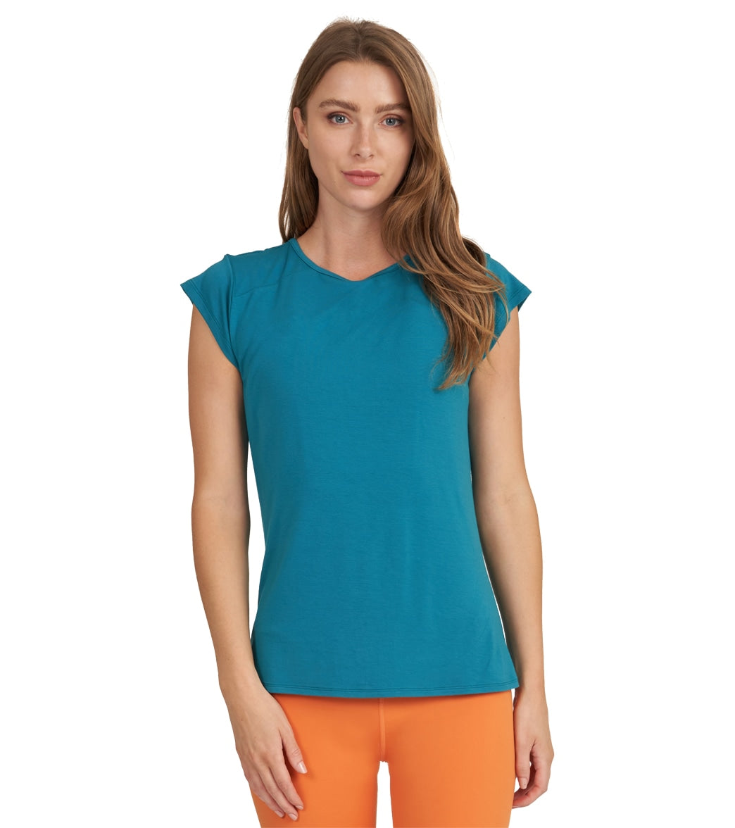 7269696438315-harbourblue-1a.jpg Thrive Societe Keyhole Back Tee - Image 1