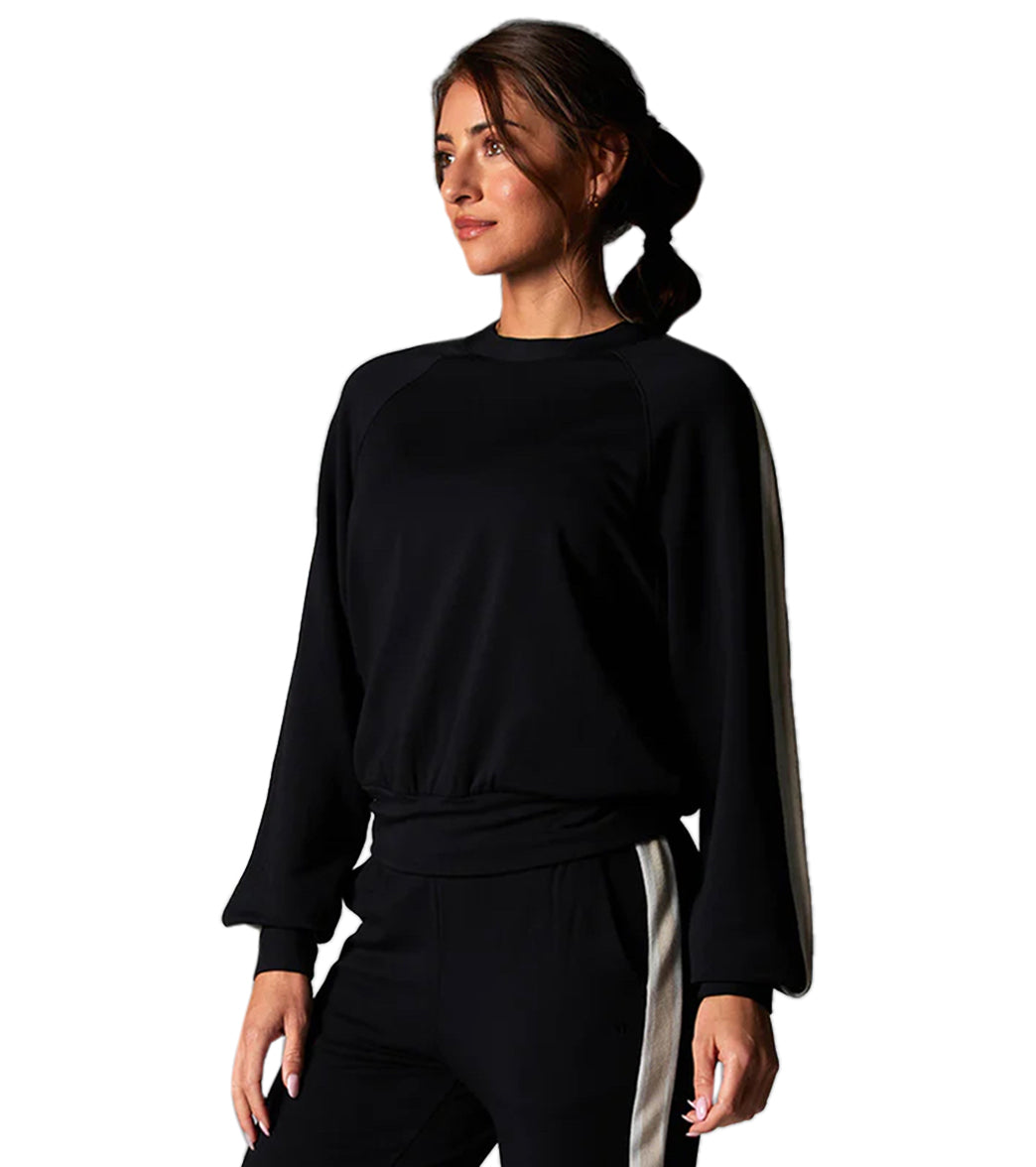 7269708791851-ebonycoconut-1a.jpg Ease Crew Stripe Sweatshirt - Image 1