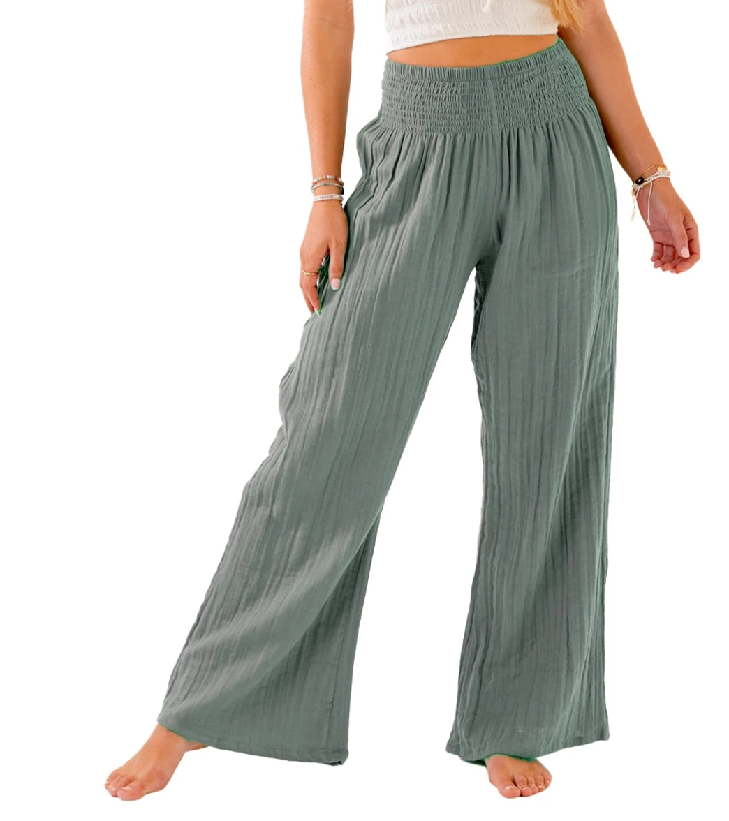 7269715443755-sage-1a.webp Lotus and Luna Wide Leg Cotton Pants - Image 1