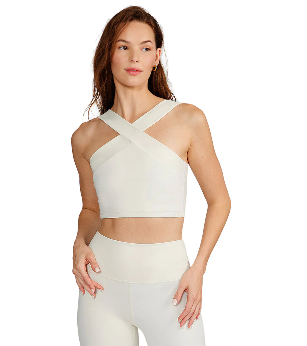 7269725143083-cream-1a.jpg Cream Yoga Leah Cross Neck Bra - Image 1