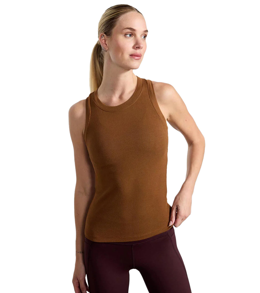 7269734973483-chocolatebrown-1a.jpg MPG Sport Composure Ribbed Tank Top - Image 1