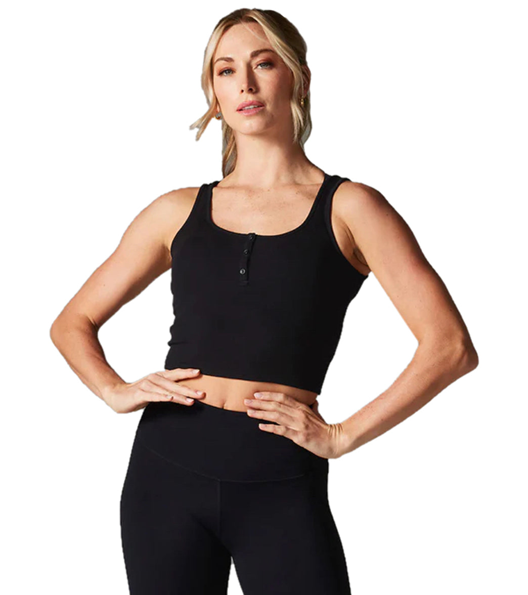 7292640264235-ebony-1a.jpg Fitted Henley Tank - Image 1
